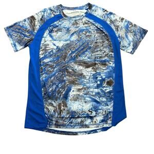 RealTree Fishing  Men’s Large Blue and White Graphic Short Sleeve T-Shirt